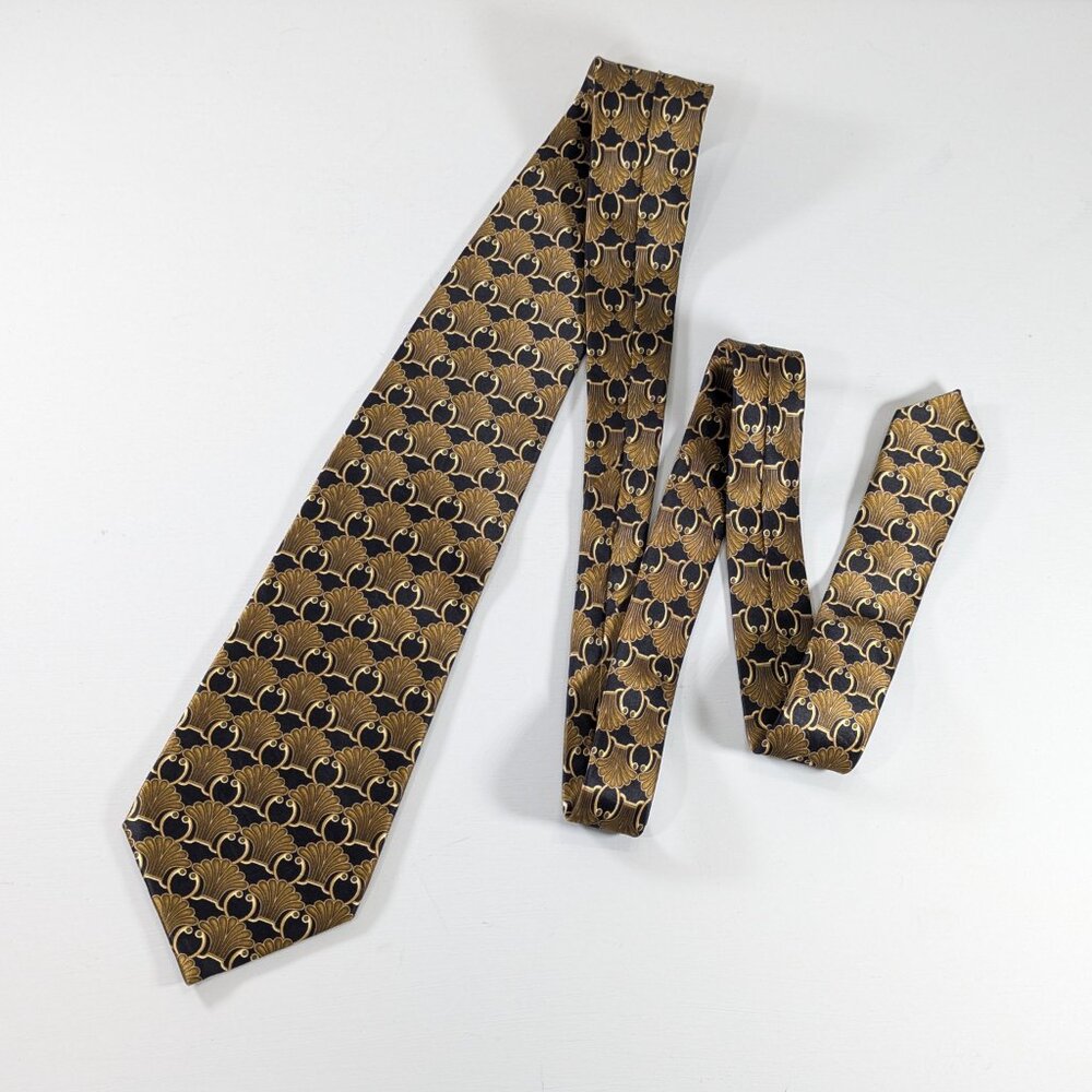 100% silk LANVIN Paris neck tie gold and black
